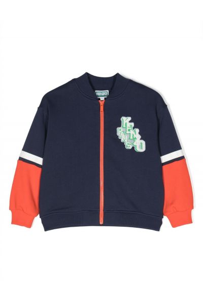 logo-patch zip-up sweatshirt