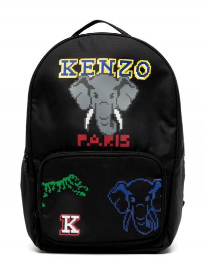 Elephant zip-up embroidered backpack