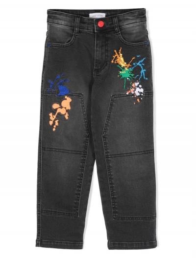 paint splash-embroidered jeans