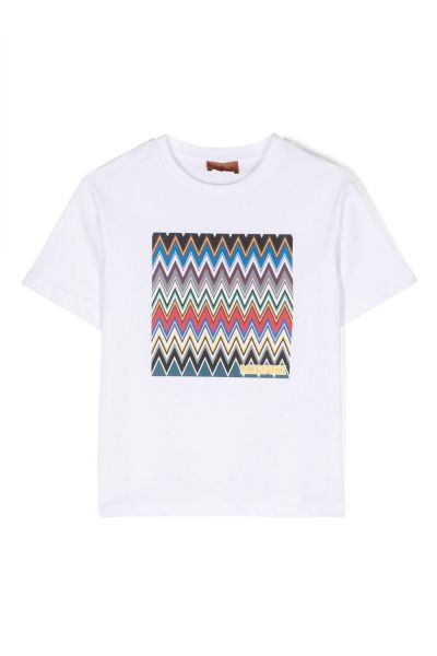 zigzag-print cotton T-shirt