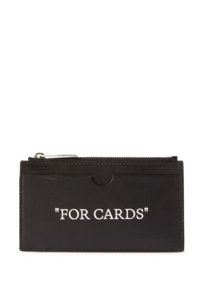 Quote-print leather cardholder