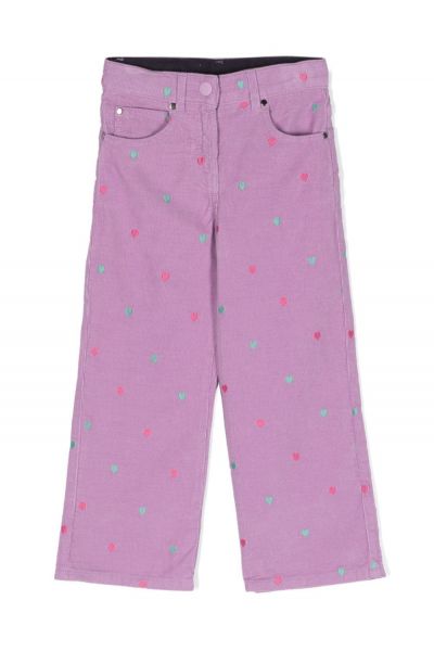 heart-embroidery corduroy trousers