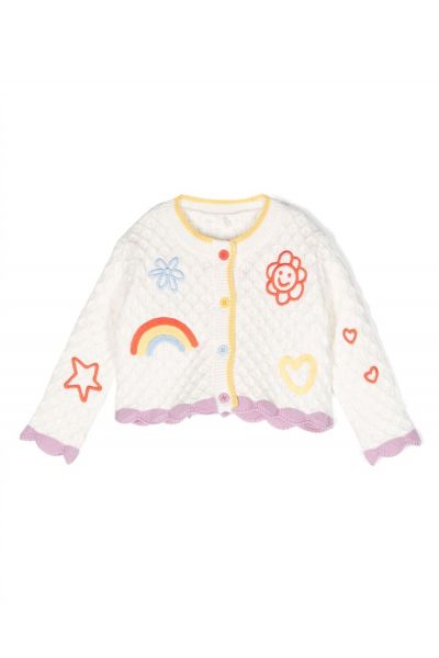 motif-embroidered organic cotton cardigan