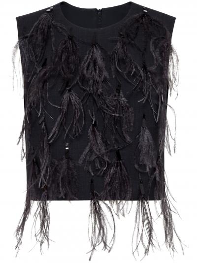 feather-detailing sleeveless top