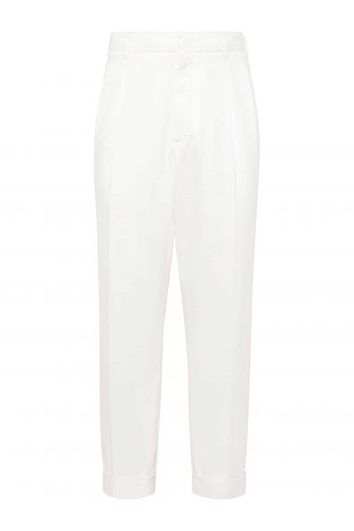 pressed-crease cotton trousers
