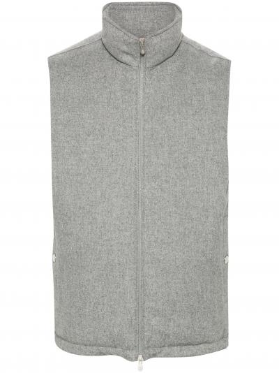 high-neck wool gilet