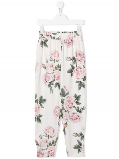 floral-print pull-on trousers
