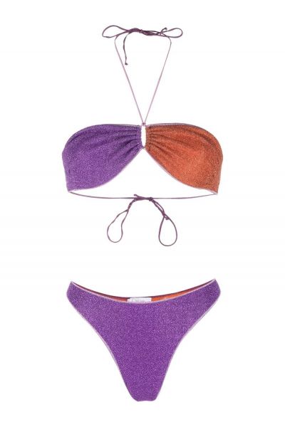 glittered tie-fastening bikini set