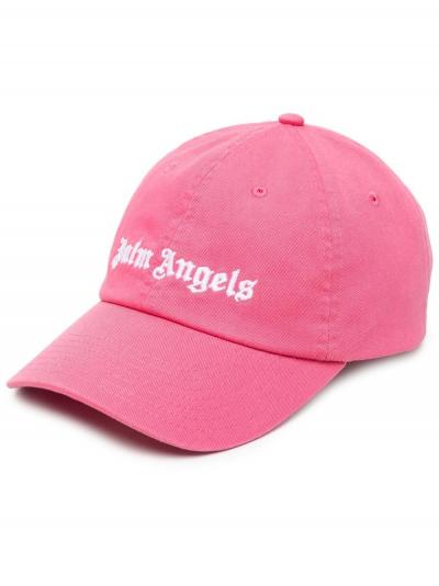 logo-embroidered cotton cap pink
