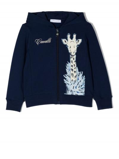 animal-print zip-up sweatshirt