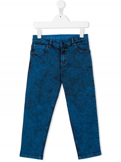washed straight-leg jeans blue dye