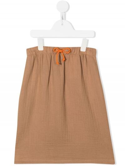 high-waisted waffle skirt brown