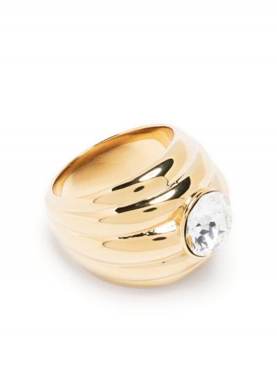 crystal-embellished gold-tone ring