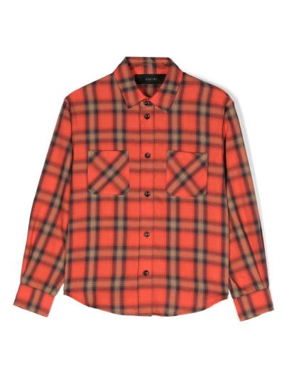 logo-embroidered check-pattern shirt