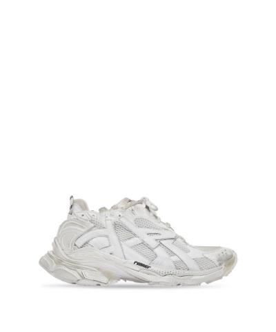 Runner Sneaker in white mesh and nylon