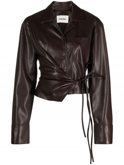 Merano faux-leather asymmetric shirt