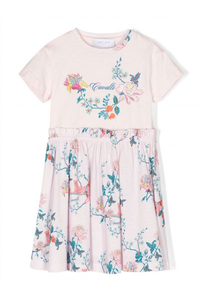 tiered floral-print cotton dress