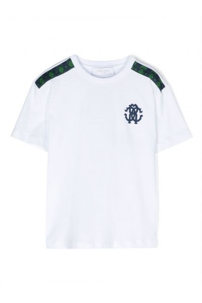 shoulder logo stripes cotton T-shirt