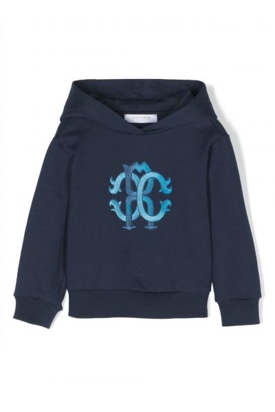 monogram-embroidered rib-trimmed hoodie