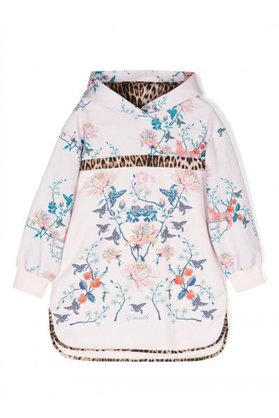 floral-print contrast-trim hoodie