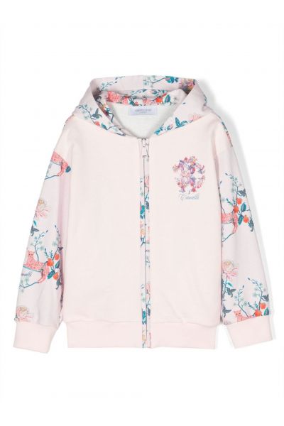 floral-print zip-up hoodie