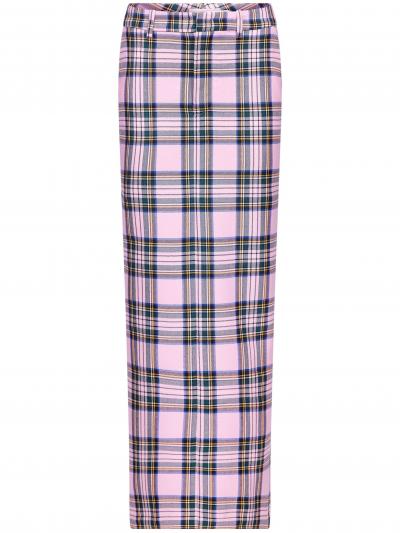 checked wool midi skirt