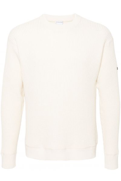 waffle-knit crew-neck jumper