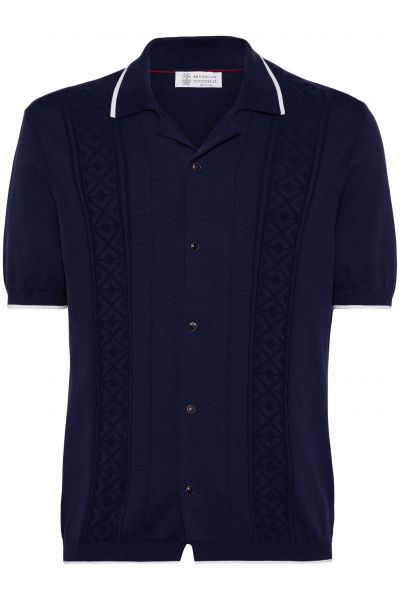 intarsia-knit cotton shirt