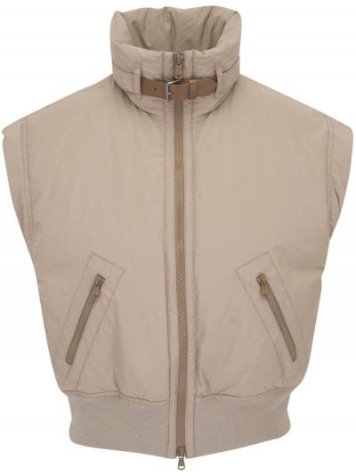 Beige down vest with monil chain