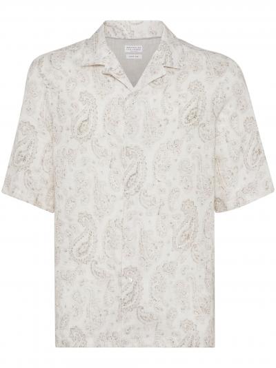 paisley-print linen shirt