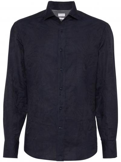 patterned-jacquard long-sleeve shirt