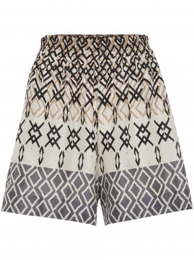 geometric-pattern silk shorts