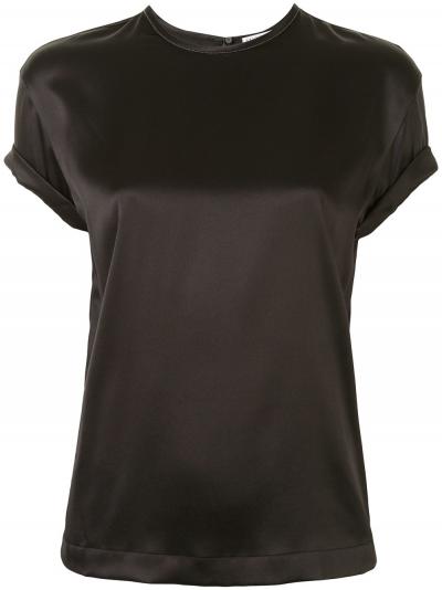 Stretch silk satin T-shirt