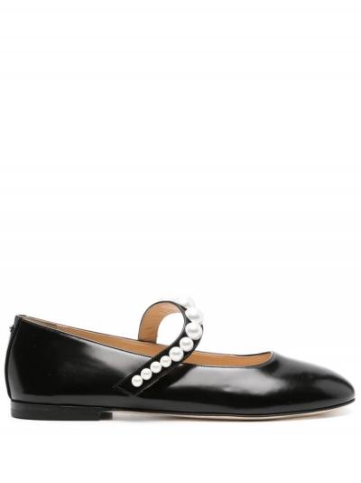 faux-pearl leather ballerina shoes