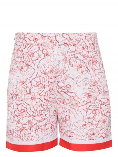 Mid-Length Swim Shorts in Summer Red/White Sand colour