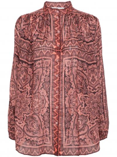 Ottie paisley-print ramie shirt