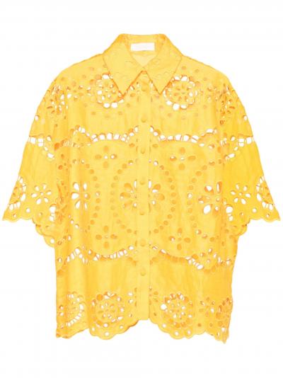Pop embroidered linen shirt