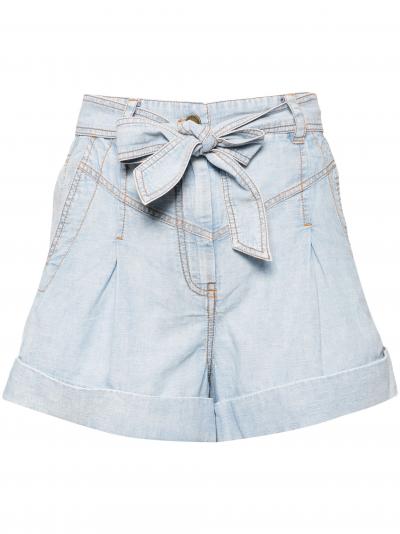 belted denim shorts