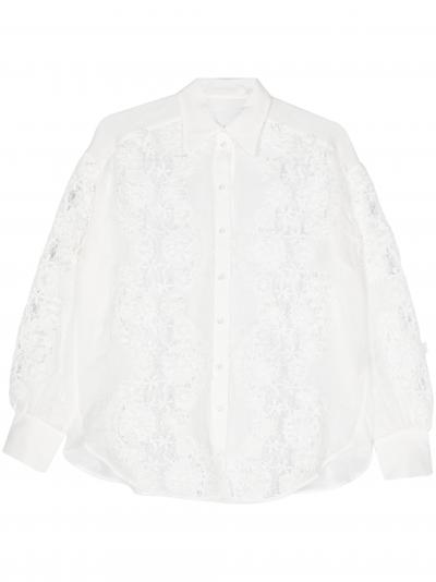 Halliday floral-lace linen shirt