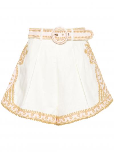 Waverly embroidered linen shorts