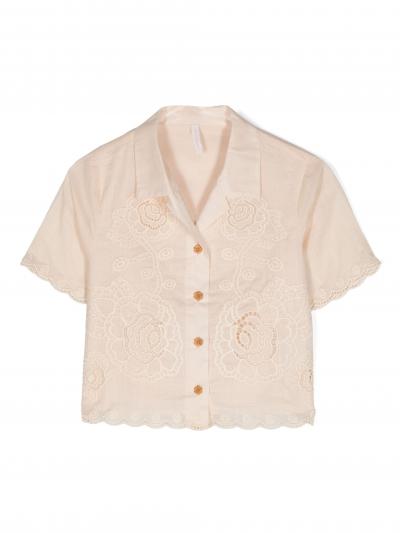 guipure-lace cotton blouse