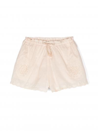 floral-embroidered cotton shorts