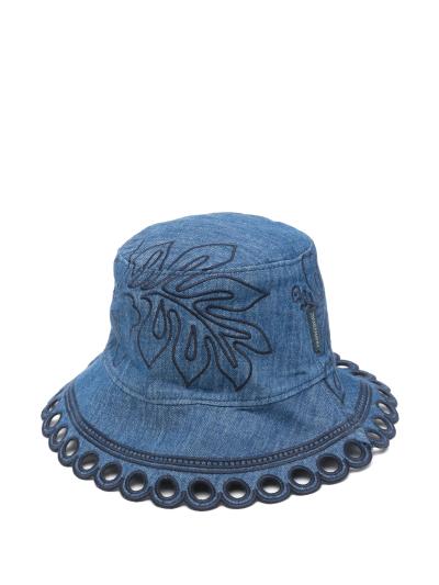 embroidered denim bucket hat