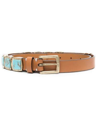 gemstone-embellished leather belt