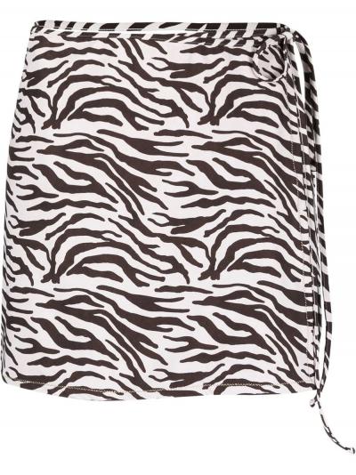 Behati zebra-print wrap skirt mocha