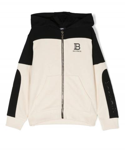 colour-block zipped hoodie