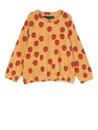 organic-cotton strawberry-print sweatshirt