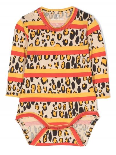 striped leopard-print bodysuit