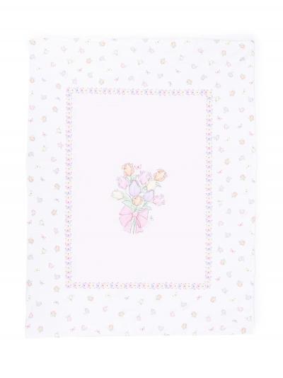 floral-print cotton blanket
