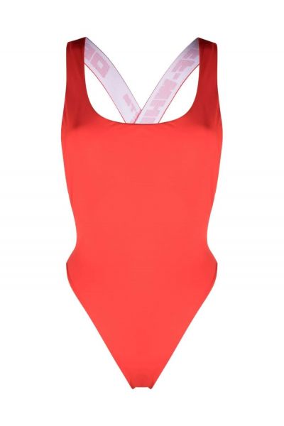 logo-strap one-piece swimsuit